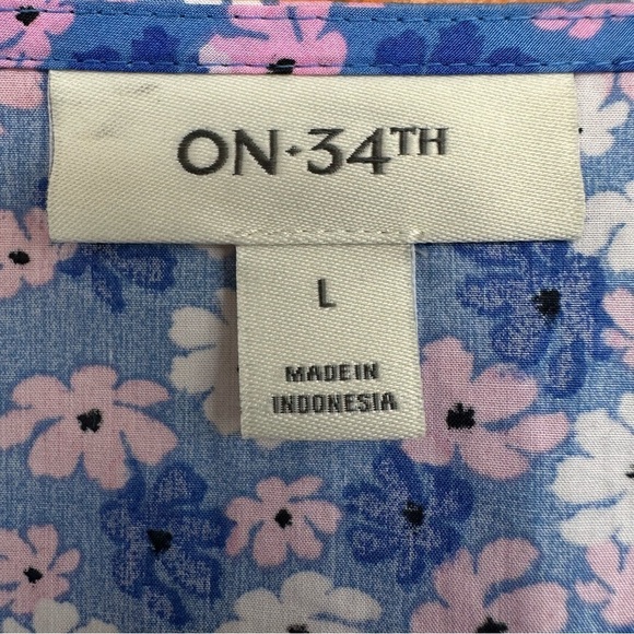 On 34th Women's Printed Cotton Zip-Front Puff-Sleeve Dress, Large - Picture 8 of 11